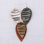 Wholesale cowhide genuine leather layered zebra print earrings