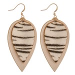 Wholesale cowhide genuine leather layered zebra print earrings