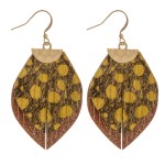 Wholesale genuine leather layered animal print earrings