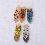 Wholesale genuine leather layered animal print earrings