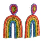 Wholesale seed beaded rainbow felt earrings