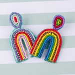Wholesale seed beaded rainbow felt earrings