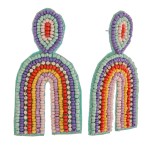 Wholesale seed beaded rainbow felt earrings