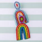 Wholesale seed beaded rainbow felt earrings
