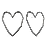 Oversized hammered heart stud earrings.

- Approximately 1.5" L