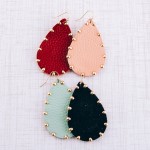 Wholesale faux leather Gold bead trim teardrop earrings L