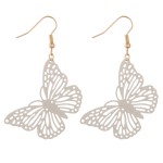 Coated cut out butterfly dangle earrings.

- Approximately 2.5" L