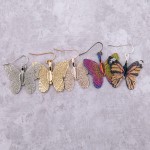 Wholesale gold dipped short filigree butterfly drop earrings L