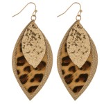 Wholesale glittery leopard print felt drop earrings