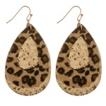 Wholesale glittery leopard print felt teardrop earrings