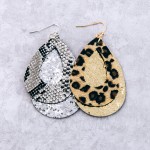 Wholesale glittery leopard print felt teardrop earrings