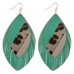 Wholesale faux leather leopard print color block fringe tassel statement earring