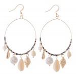 Wholesale beaded shell drop earrings pearl accents L