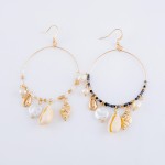Wholesale beaded shell drop earrings pearl accents L