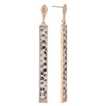 Wholesale metal Encased Faux Leather Animal Print Bar Drop Earrings L