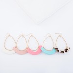 Wholesale gold Teardrop Earrings Faux Leather Leopard Print Accent L