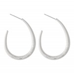 Wholesale textured J Hoop Earrings Matte Finish L