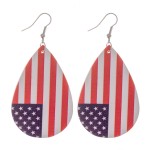 American Flag Faux Leather Teardrop Earrings.

- Approximately 3" L