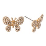 Wholesale gold rhinestone butterfly stud earrings