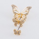 Wholesale gold rhinestone butterfly stud earrings