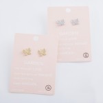 Wholesale white Gold dipped rhinestone butterfly stud earrings