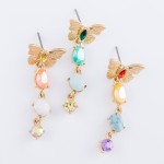 Wholesale semi Precious Rhinestone Butterfly Drop Earrings L