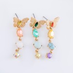 Semi Precious Rhinestone Butterfly Drop Earrings. 

- Approximately 1.5" L