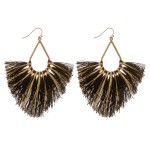 Wholesale metallic Stripe Fringe Tassel Statement Teardrop Earrings L