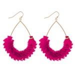 Textured fringe tassel teardrop earrings.

- Approximately 2.5" L