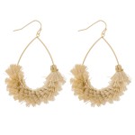 Textured fringe tassel teardrop earrings.

- Approximately 2.5" L