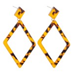 Wholesale tortoise Shell Rhombus Cut Statement Earrings L