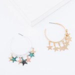 Wholesale gold Star Dangle Hoop Earrings diameter