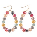 Beaded Flower Teardrop Earrings.

- Approximately 2.25" L