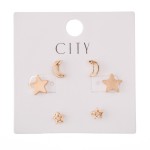 Wholesale moon Stars Stud Earring Set Gold Pair Per Set mm cm
