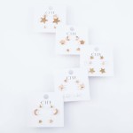 Wholesale moon Stars Stud Earring Set Gold Pair Per Set mm cm