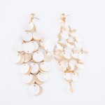 Wholesale mother Pearl Tiered Chandelier Statement Earrings Gold L W