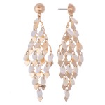 Wholesale mother Pearl Tiered Chandelier Earrings Gold Diamond Accents L