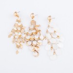 Wholesale mother Pearl Tiered Chandelier Earrings Gold Diamond Accents L
