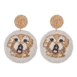 Wholesale oversized Seed Beaded Designer Inspired Dog Felt Drop Earrings L Diame