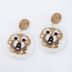 Wholesale oversized Seed Beaded Designer Inspired Dog Felt Drop Earrings L Diame