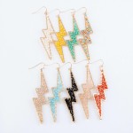 Wholesale beaded Lightning Bolt Statement Drop Earrings Gold Long