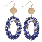 Wholesale faceted Beaded Acrylic Oval Drop Earrings Gold Long