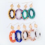 Wholesale faceted Beaded Acrylic Oval Drop Earrings Gold Long