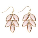 Wholesale crystal Leaf Drop Earrings Gold Long