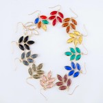 Wholesale crystal Leaf Drop Earrings Gold Long