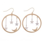 Wholesale two Star Dangle Moon Drop Earrings Diameter
