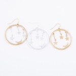 Wholesale two Star Dangle Moon Drop Earrings Diameter