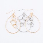 Wholesale plated Brass Teardrop Earrings Star Nested Detail L
