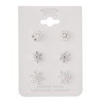 Wholesale christmas Snowflake Earring Set Silver Rhinestone Accents Pair Per Pac