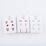 Wholesale christmas Snowflake Earring Set Silver Rhinestone Accents Pair Per Pac